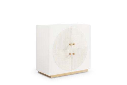 Contemporary 2-Door Cabinet w/Gold Metal Plinth Base
