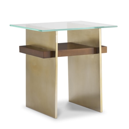 Sculptural Glass-Top End Table