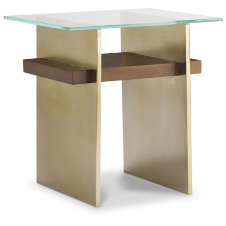 Sculptural Glass-Top End Table