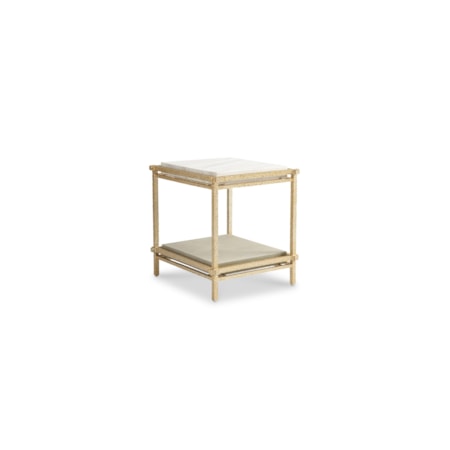 Stone-Top End Table w/Lower Shelf