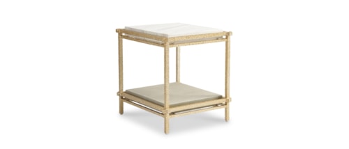 Contemporary Stone-Top End Table with Lower Shelf