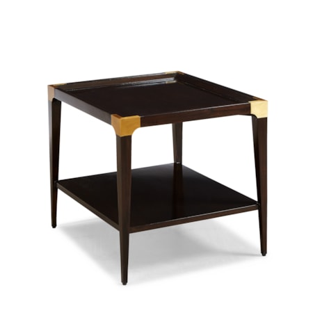 Square End Table w/Brass Brackets