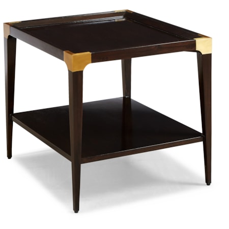 Square End Table w/Brass Brackets