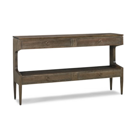 4-Drawer Console Table w/Bronze Hardware