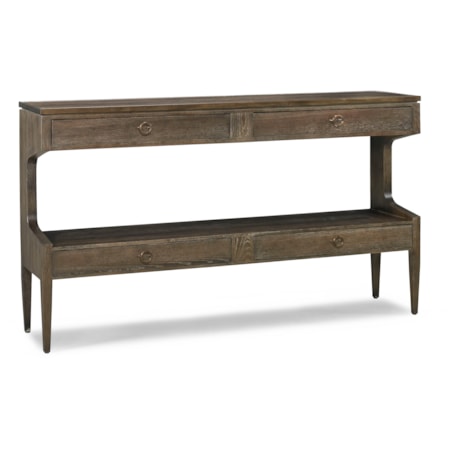 4-Drawer Console Table w/Bronze Hardware