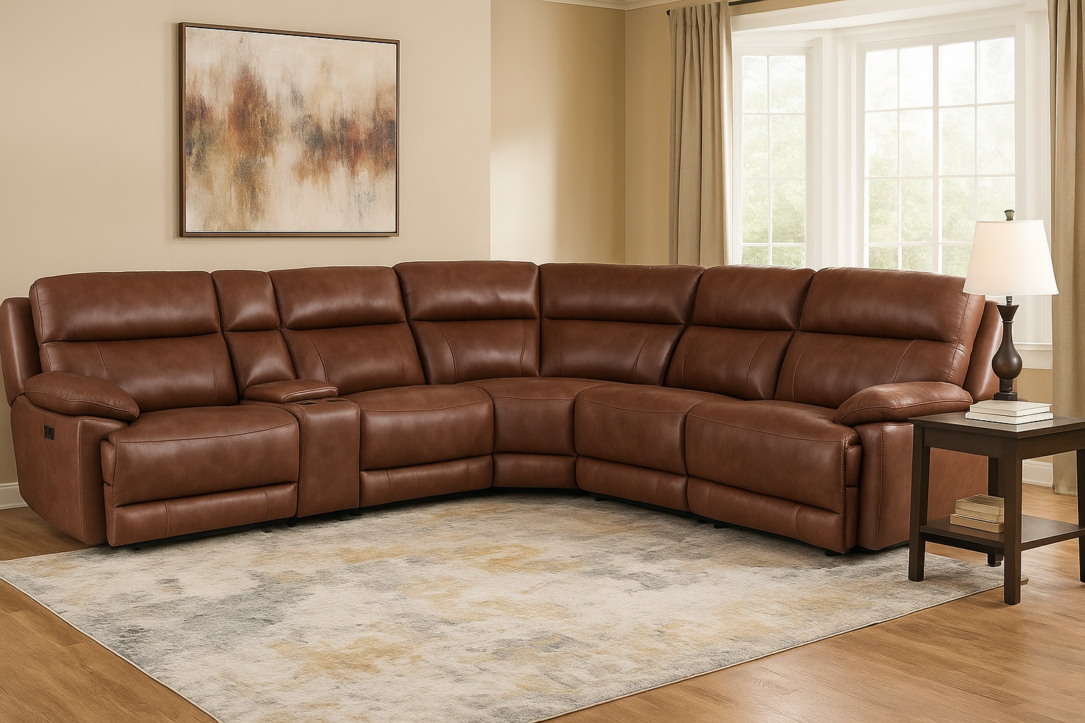 6 Piece Leather Reclining Sectional