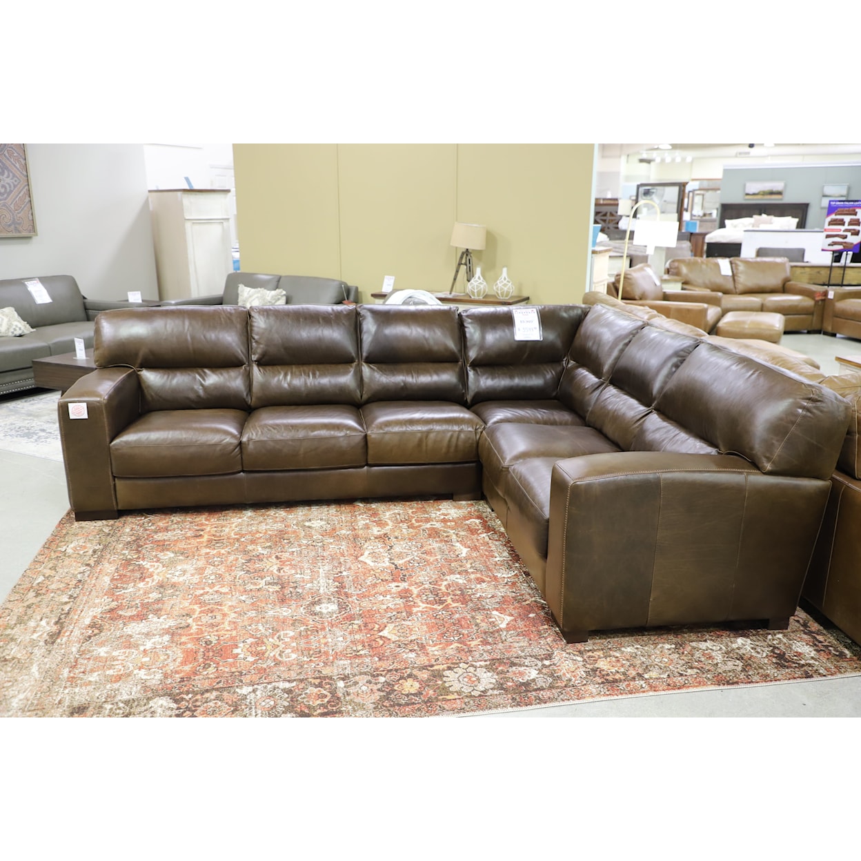 Virginia Furniture Market Premium Leather Matera Two Piece Sectional