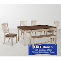 Relaxed Vintage Table and Chair Set with Bench