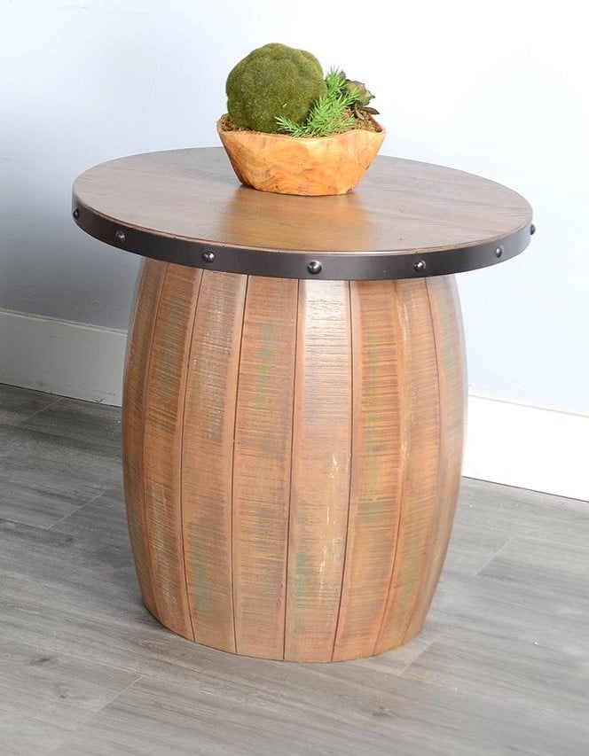 Rustic Barrel End Table