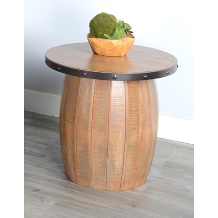 Rustic Barrel End Table