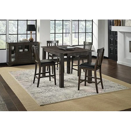 5 Piece Gathering Table Set with Two Leaves