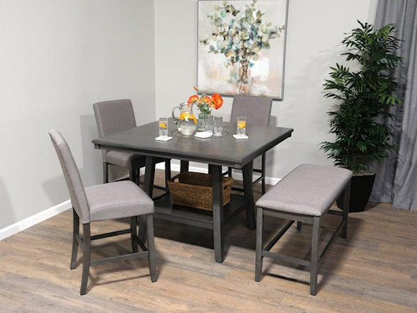 GATHERING TABLE WITH 4 CHAIRS & 1 BENCH