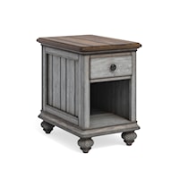 Relaxed Vintage Chairside Table with Open Storage Compartment