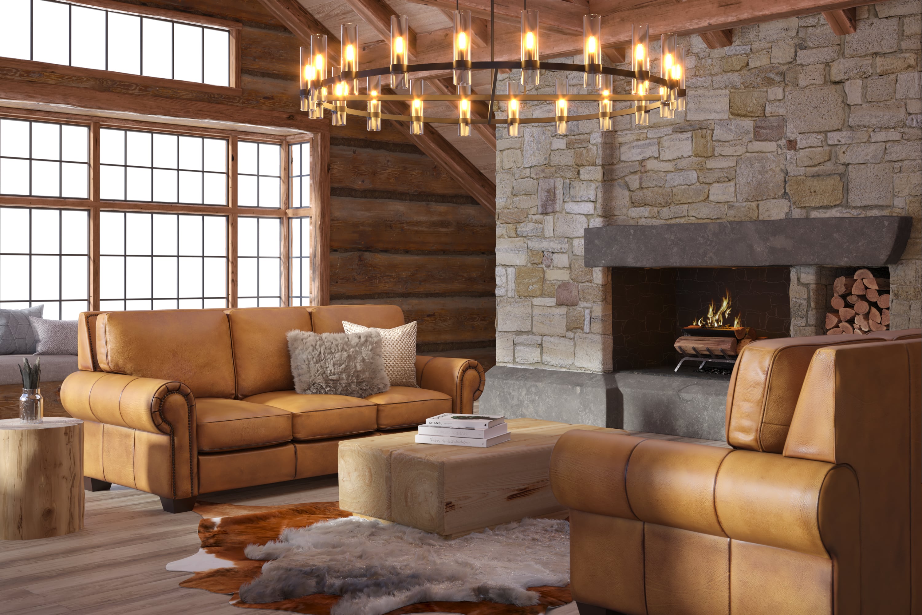 Hand-Antiqued Leather Push-Back Recliner