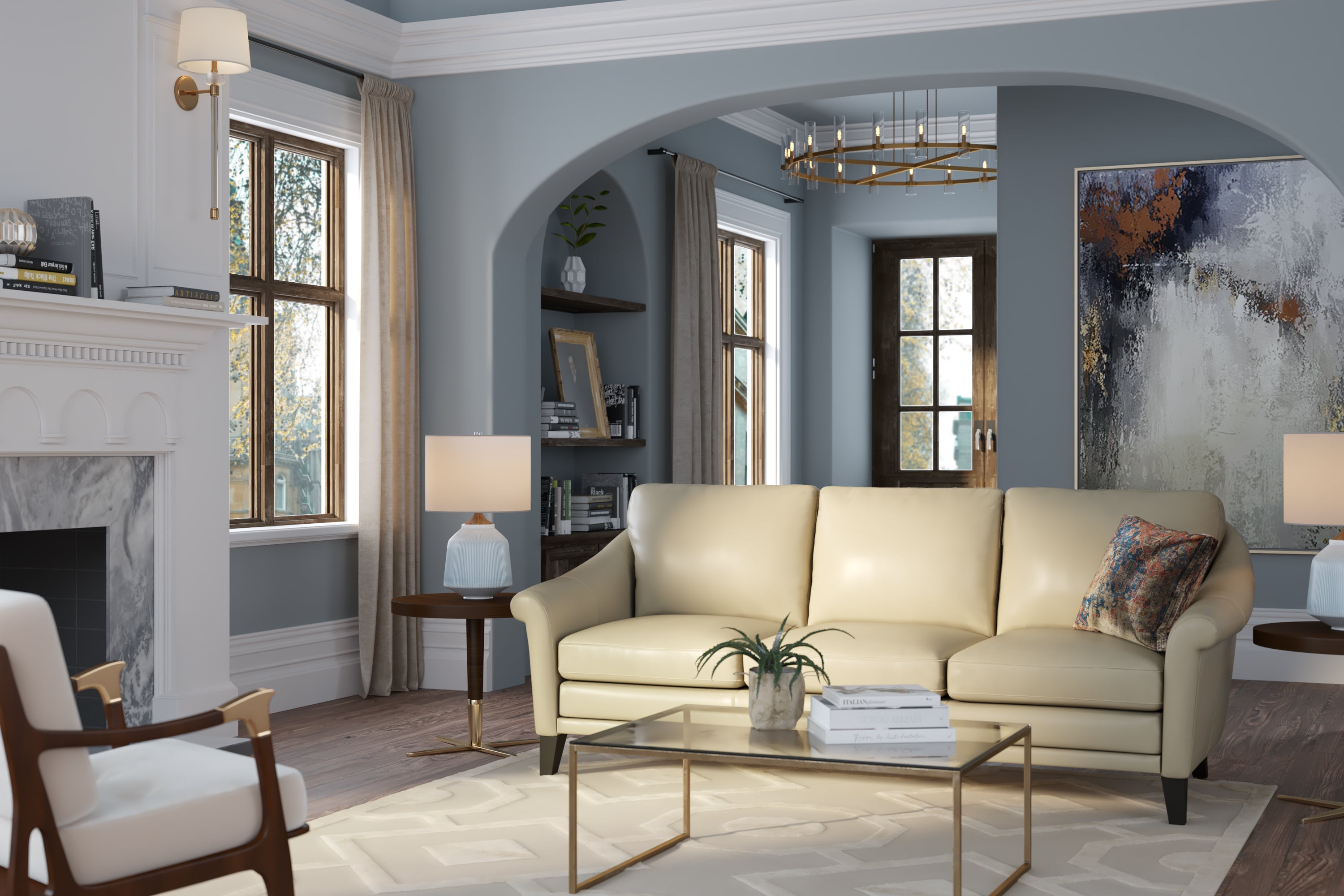 GTR Leather Sienna Leather Sofa w/Sculptured Rolled Arms