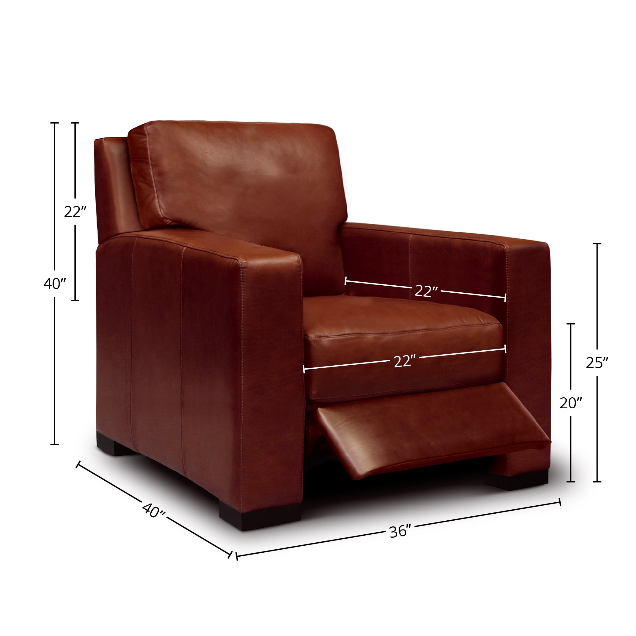 GTR Leather Santiago Leather Push-Back Recliner w/Track Arms