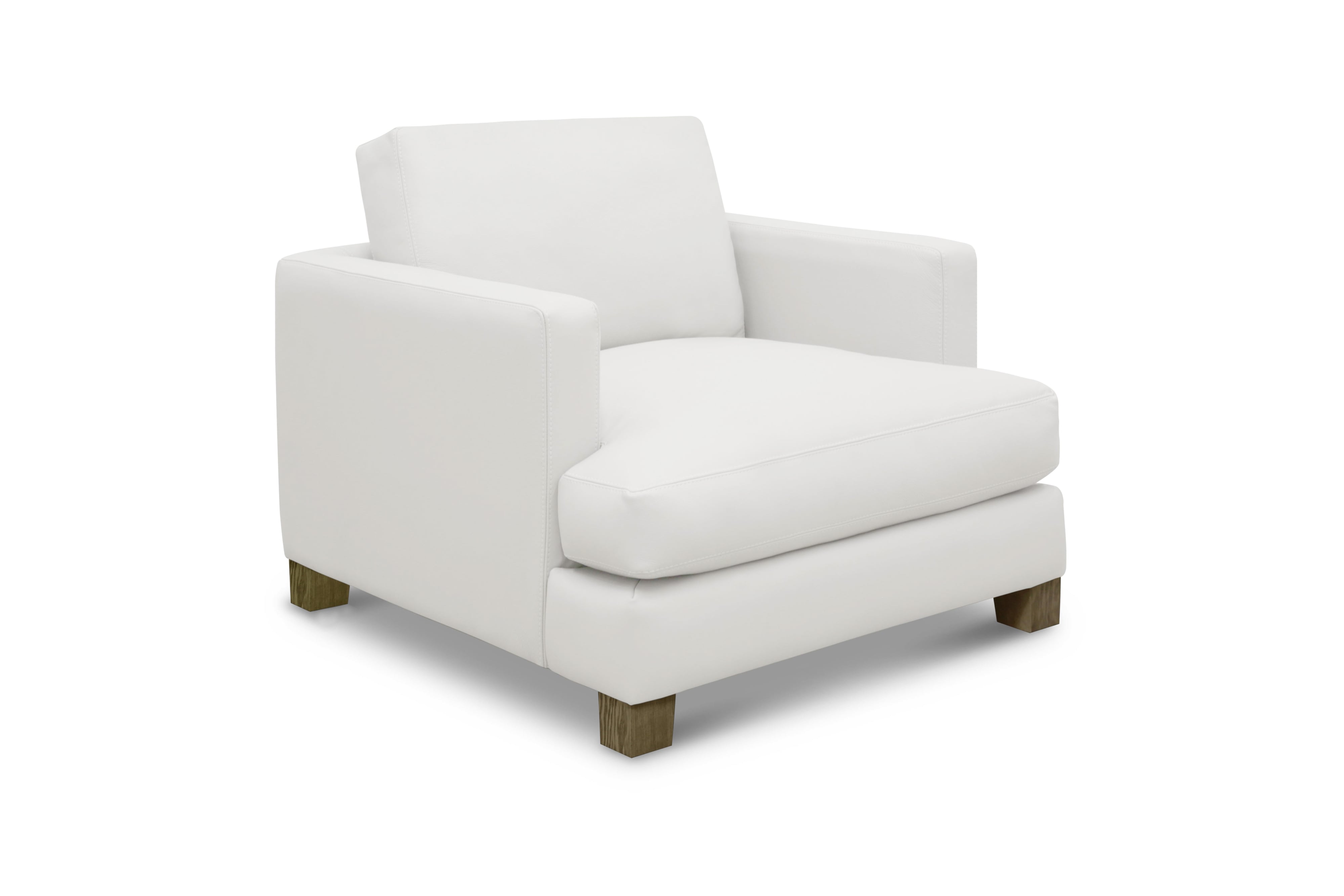 Leather Club Chair w/Tuxedo Arms