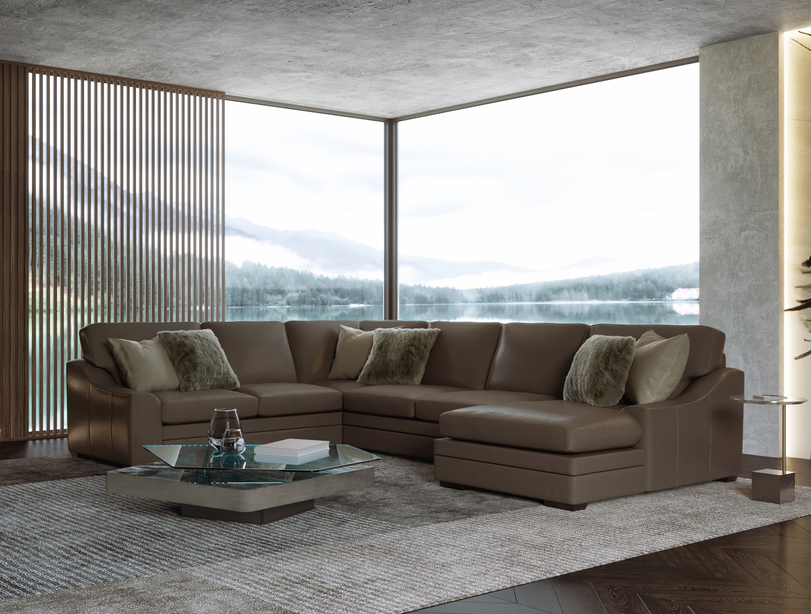 4-pc. All-Leather U-Shape Sectional