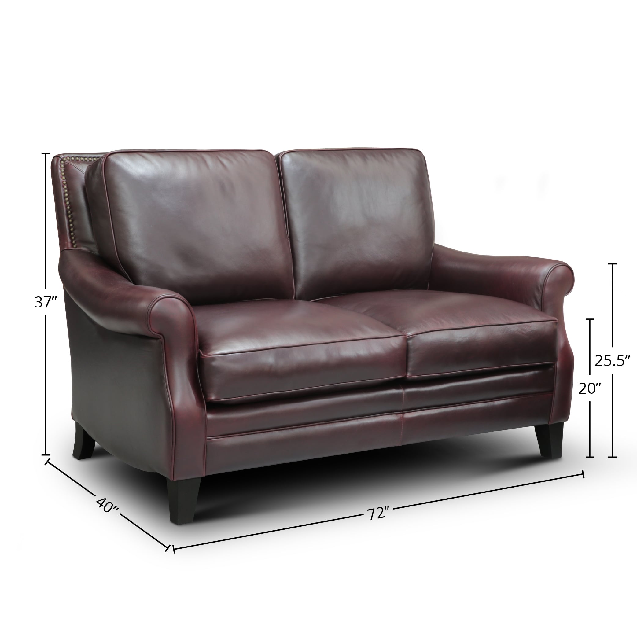 Leather Loveseat w/Sculpted Rolled Arms