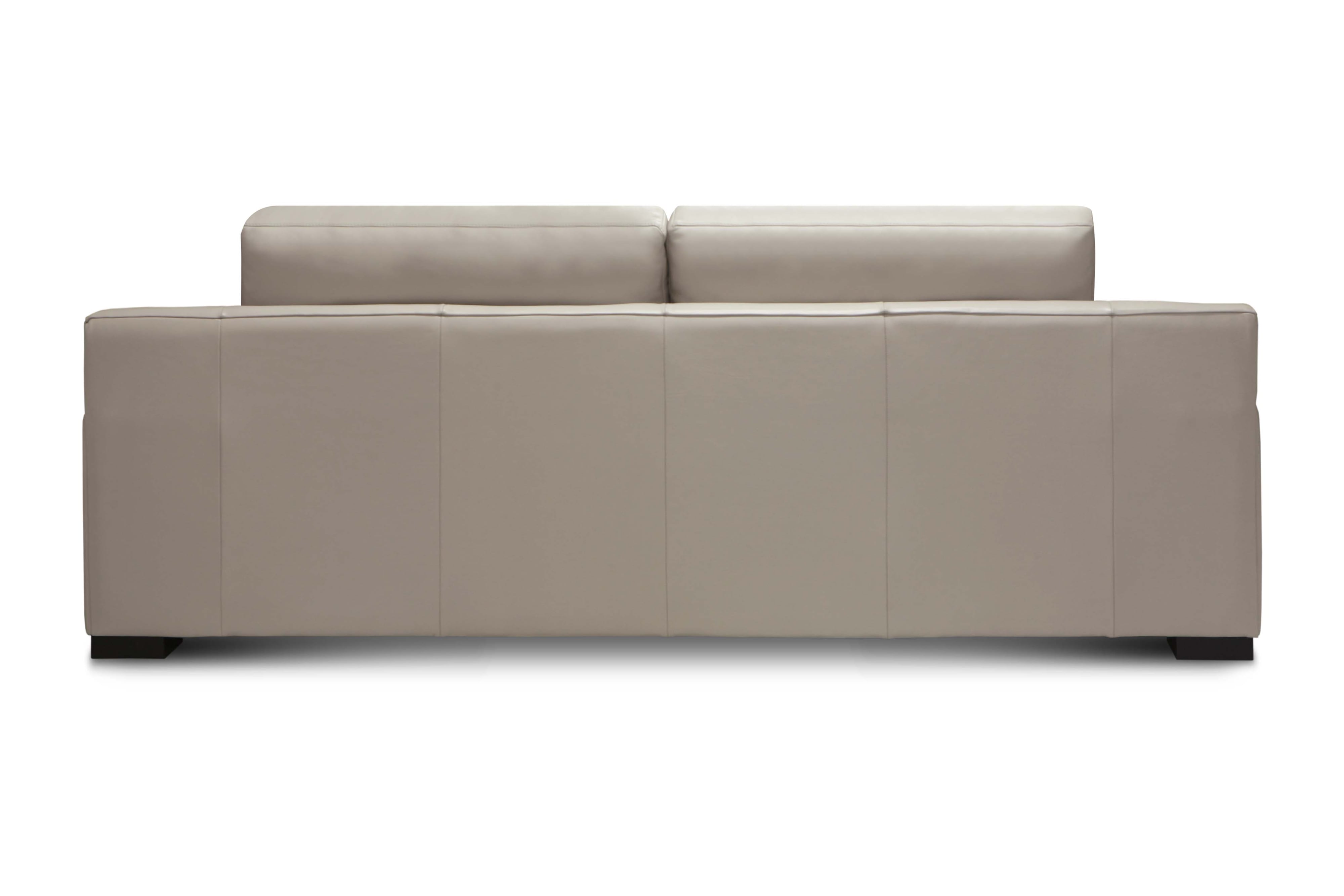 Deep-Seating Leather Sofa w/2 Throw Pillows