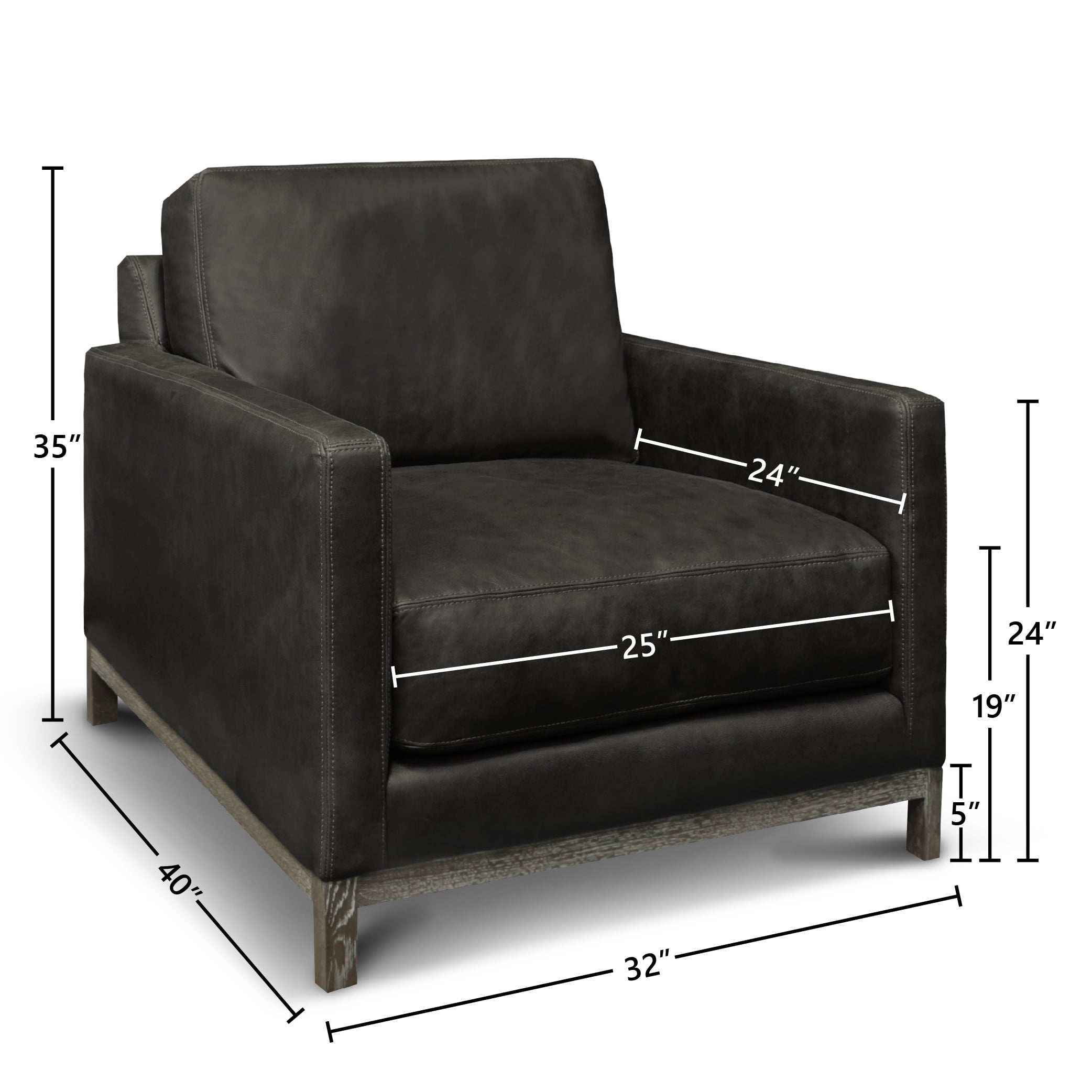 Leather Armchair w/Distressed Wood Base