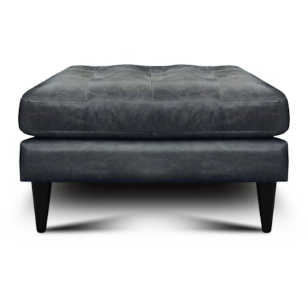 Leather Ottoman w/Button Tufting