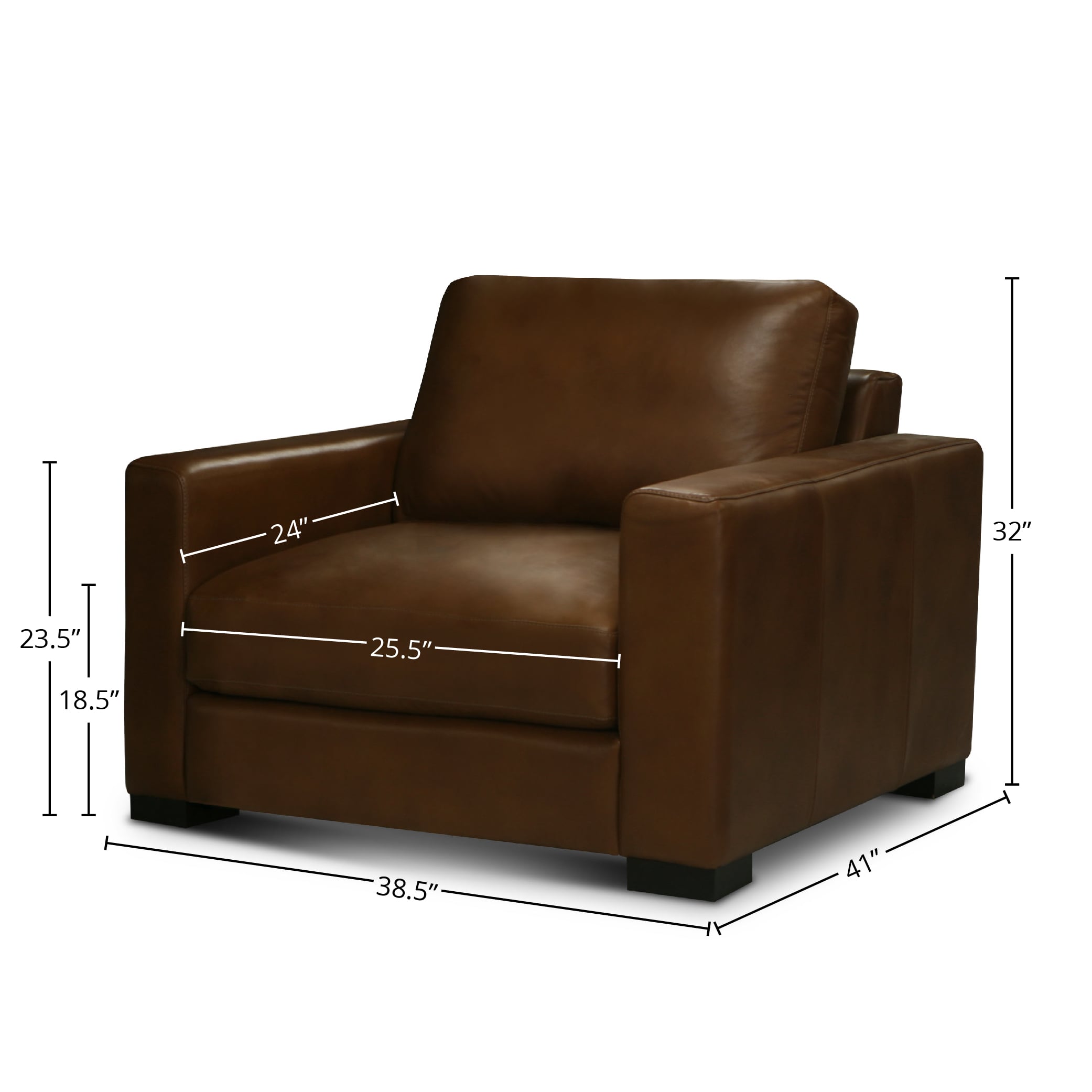 Leather Club Chair w/Track Arms