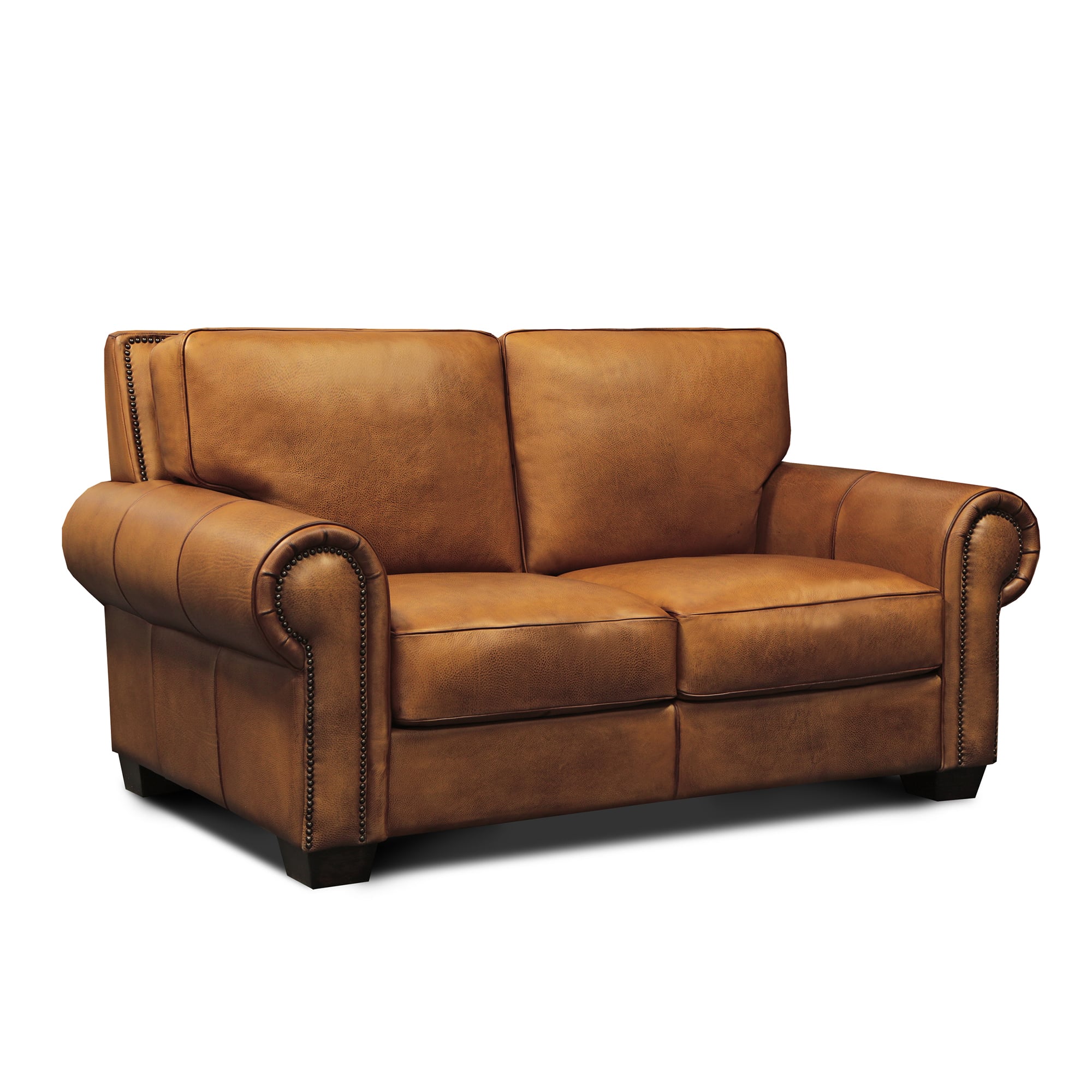 Hand-Antiqued Leather Loveseat