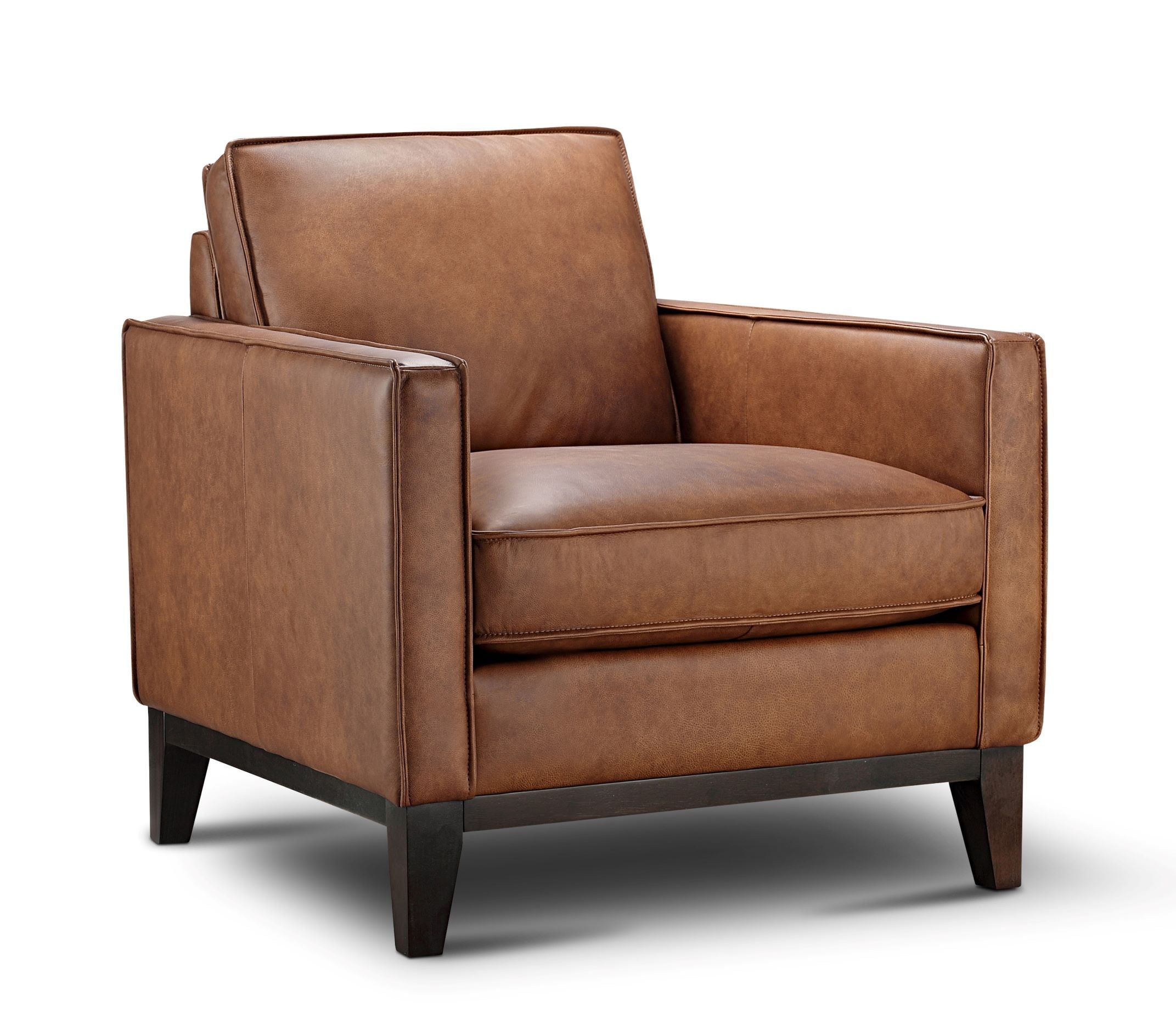 GTR Leather Pimlico Leather Armchair w/Solid Wood Base