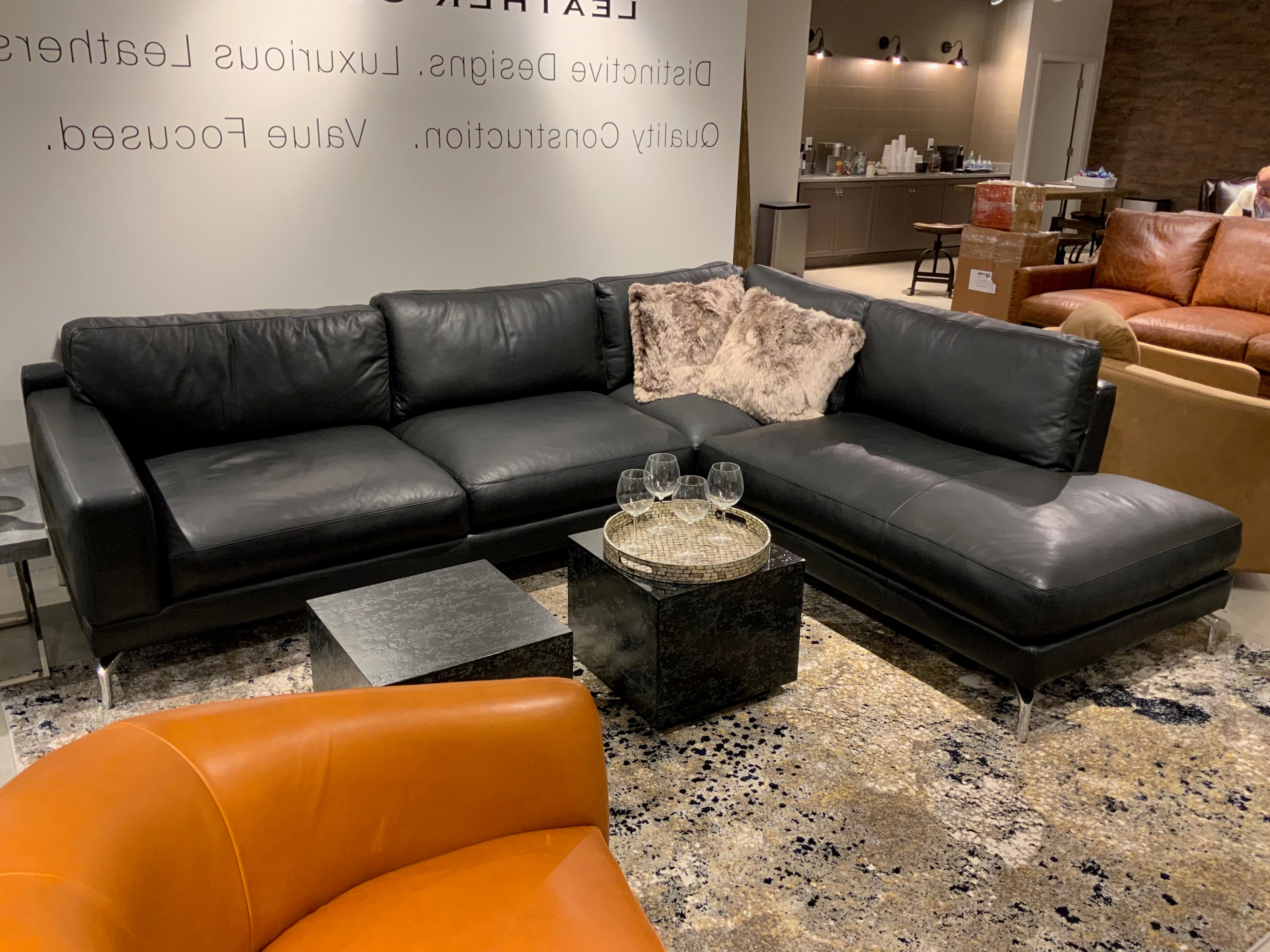 2-pc. Leather Right Arm Chaise Sectional