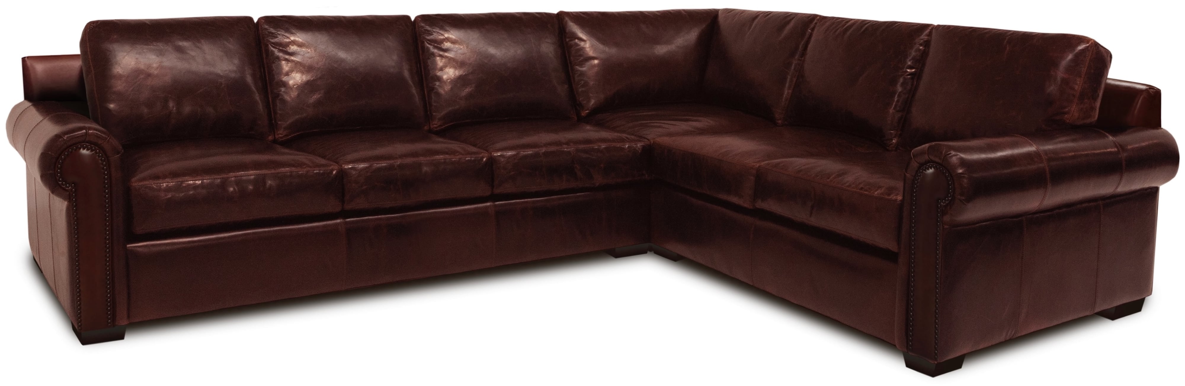 Leather L-Shape Sectional Sofa w/Rolled Arms