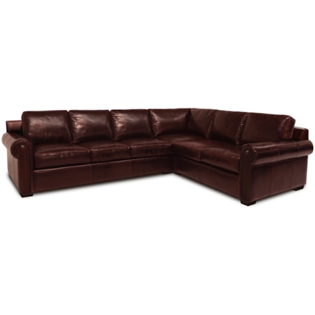 Leather L-Shape Sectional Sofa w/Rolled Arms