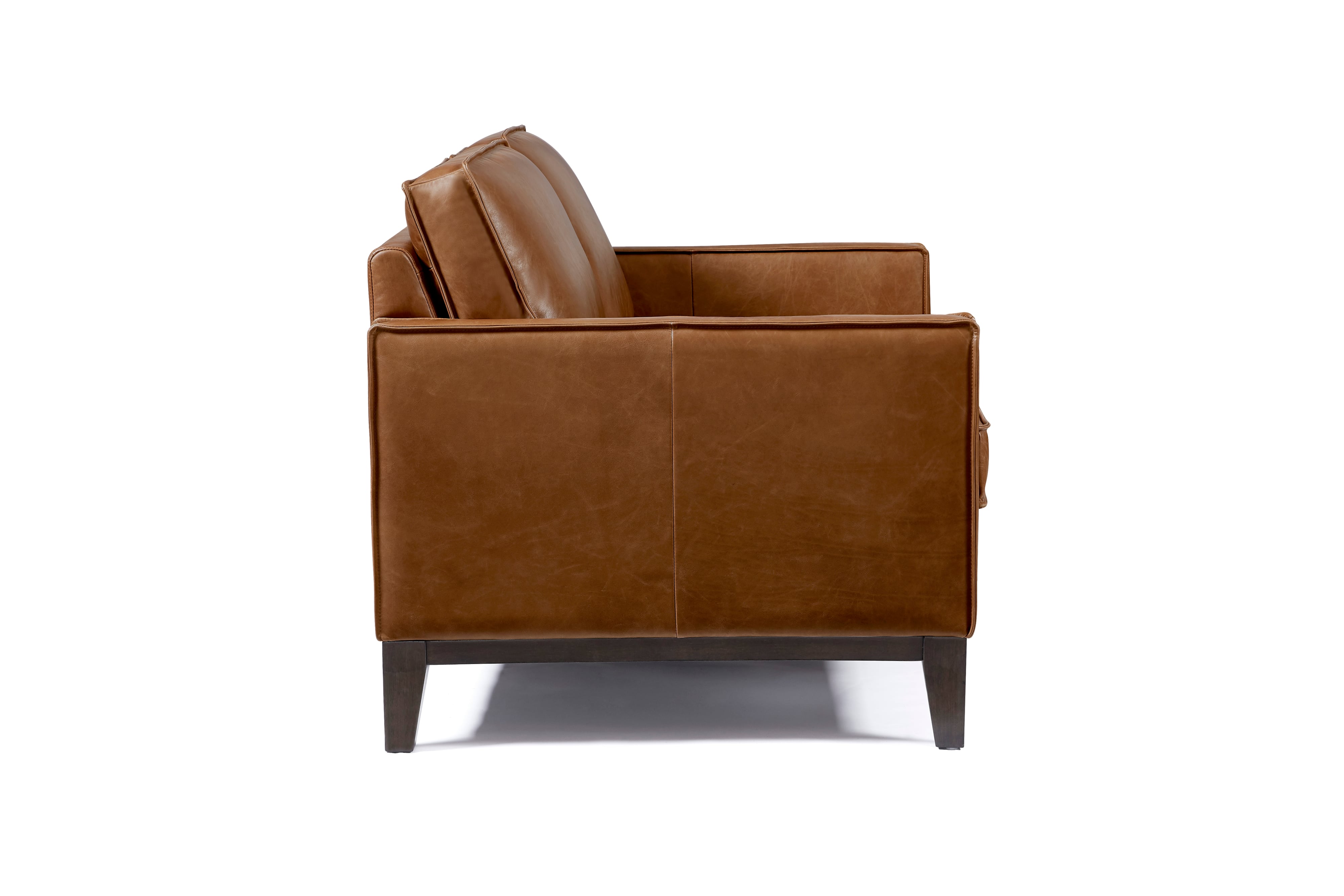 Leather Loveseat w/Splayed Solid Wood Legs
