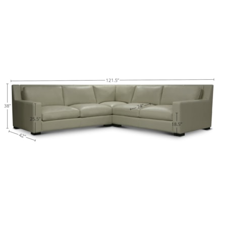 3-pc. Leather L-Shape Sectional Sofa