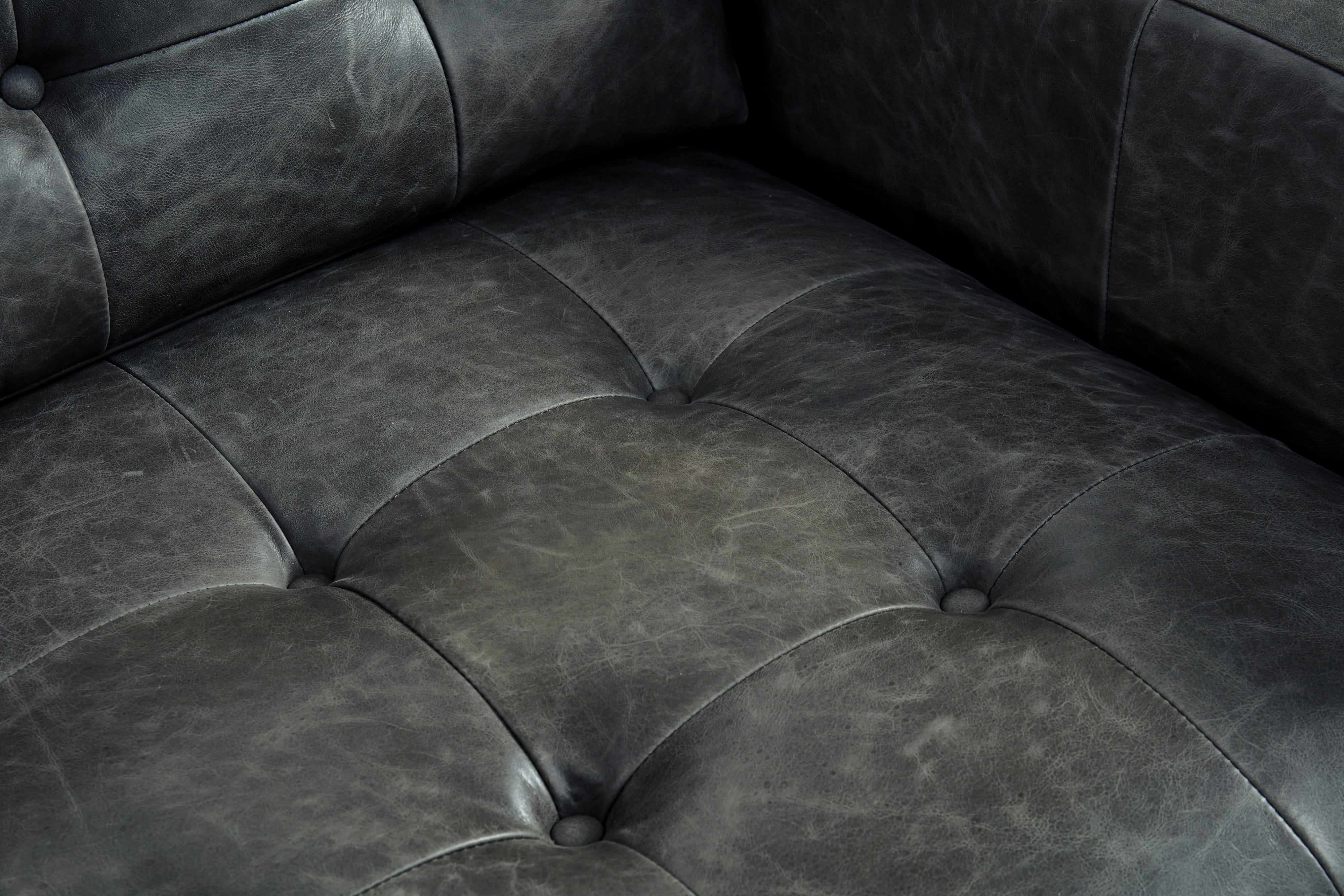 GTR Leather Kent Leather Ottoman w/Button Tufting