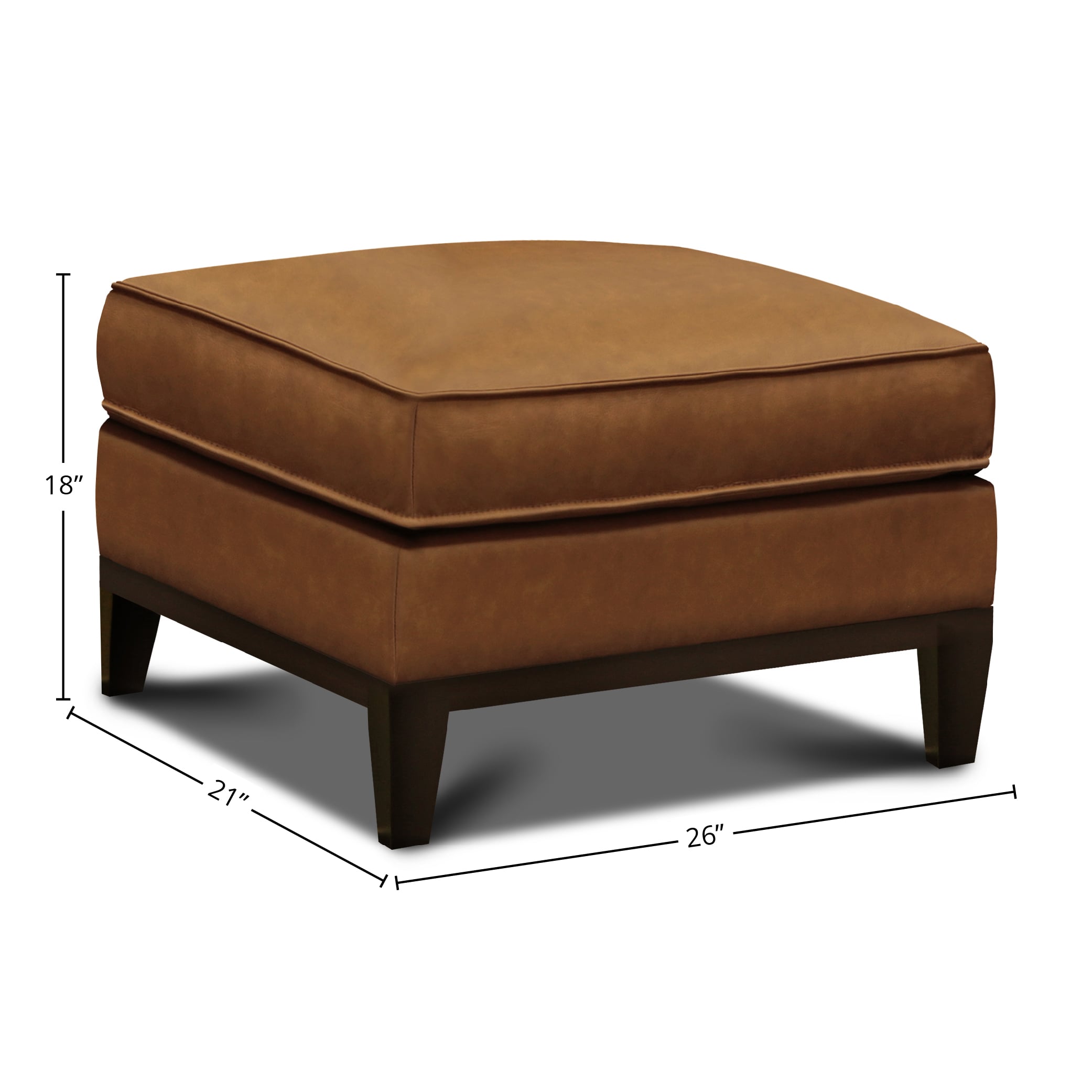 Leather Ottoman w/Splayed Solid Wood Legs