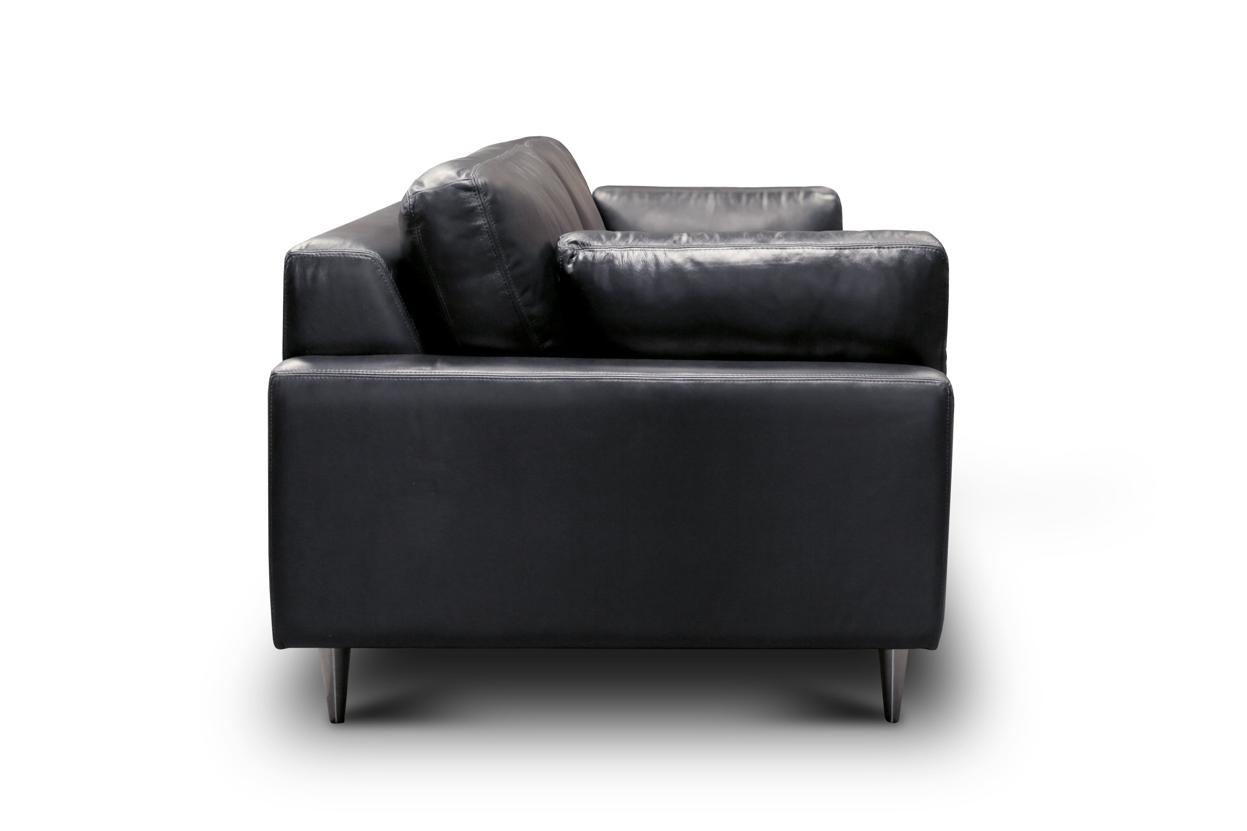 Leather Loveseat w/Cone Stainless Steel Feet