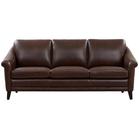 Leather Sofa w/Sculptured Rolled Arms