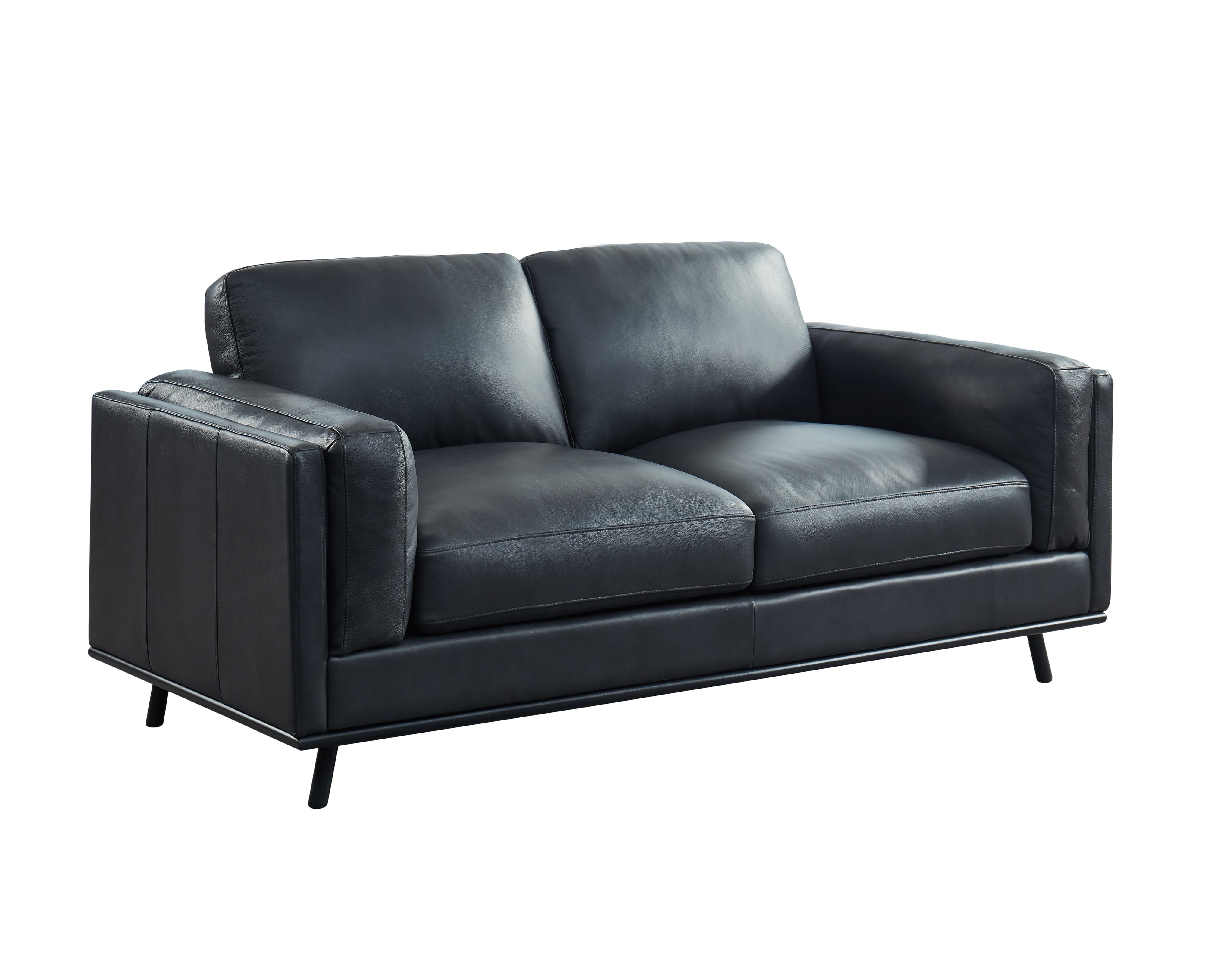 Leather Loveseat w/Bolster Pillow Arms