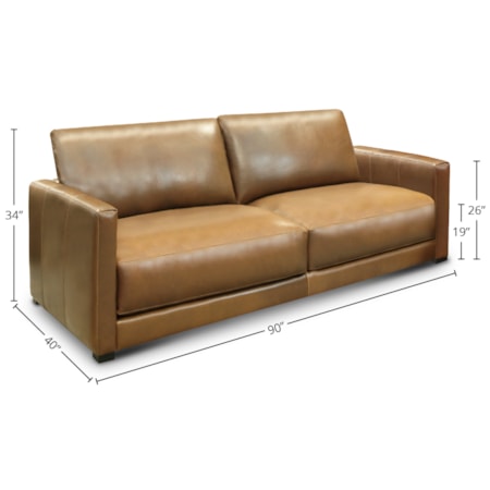 Leather Sofa w/Architectural Track Arms