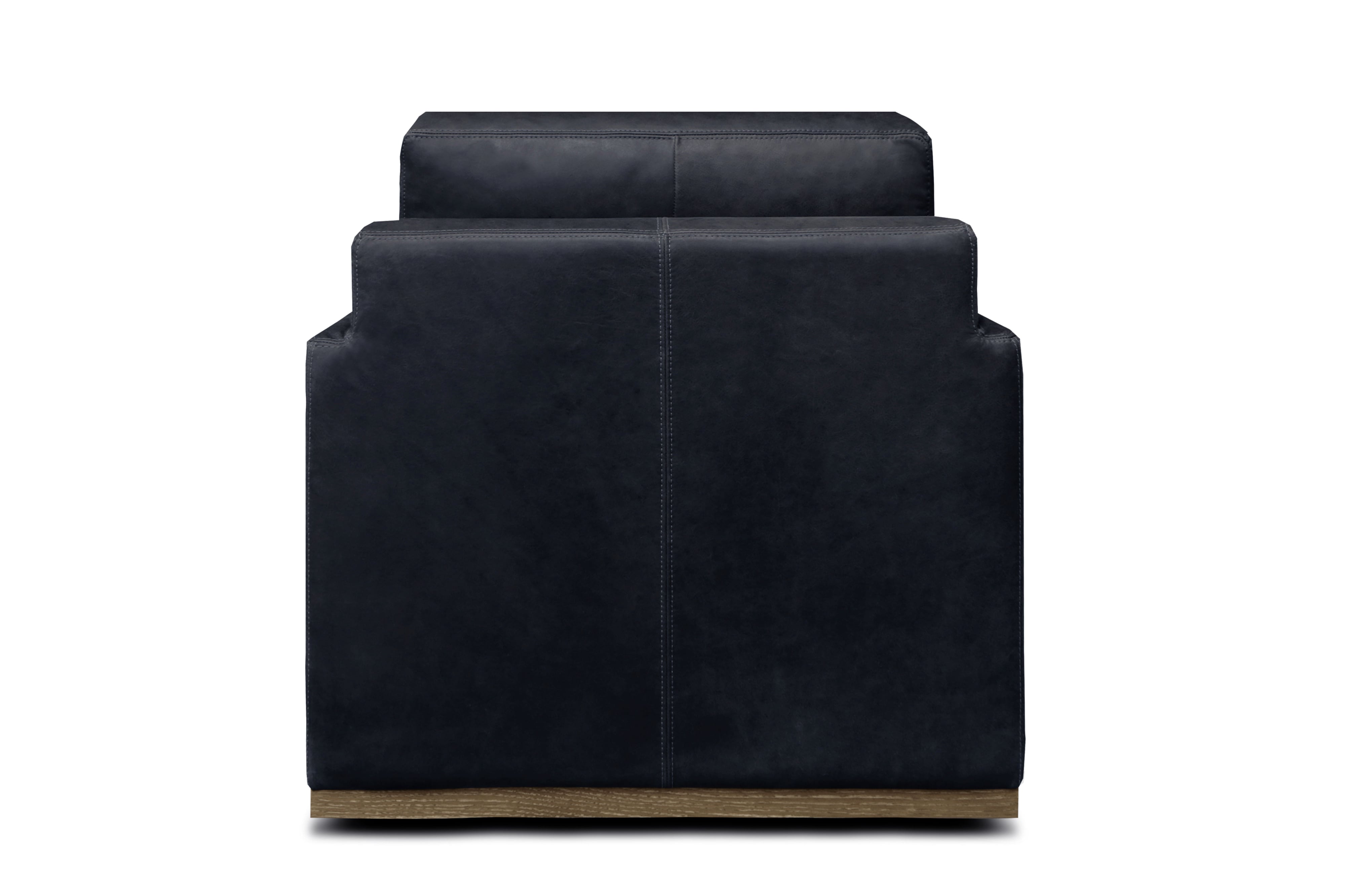 Leather Swvl. Chair w/Distressed Plinth Base