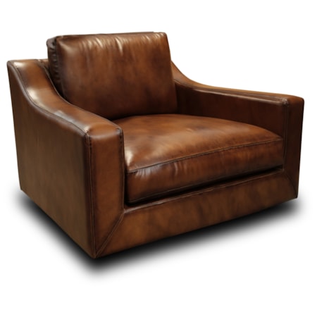 Leather Deep-Seating Swivel Chair