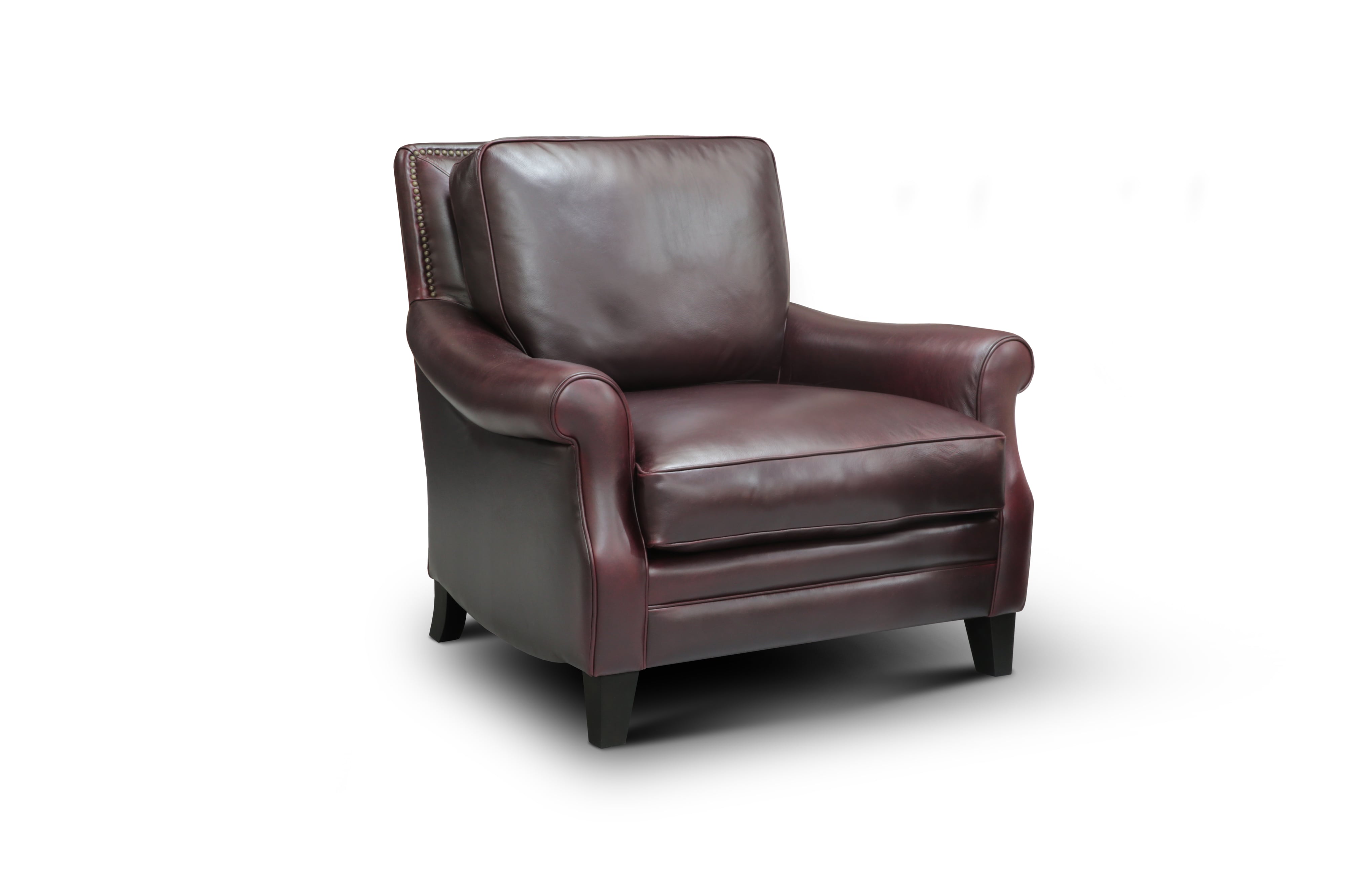 Leather Armchair w/Sculpted Rolled Arms
