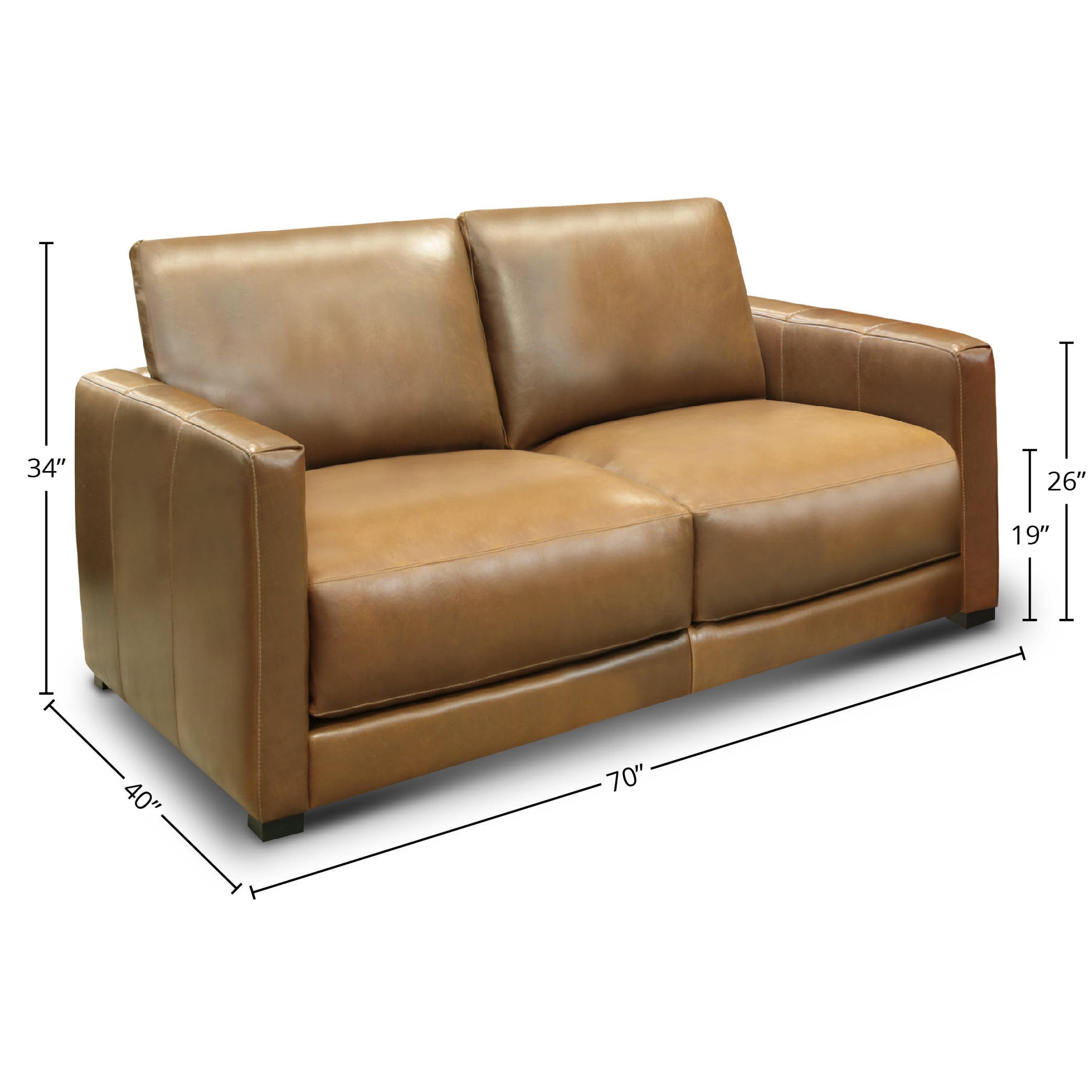 Leather Loveseat w/Architectural Track Arms