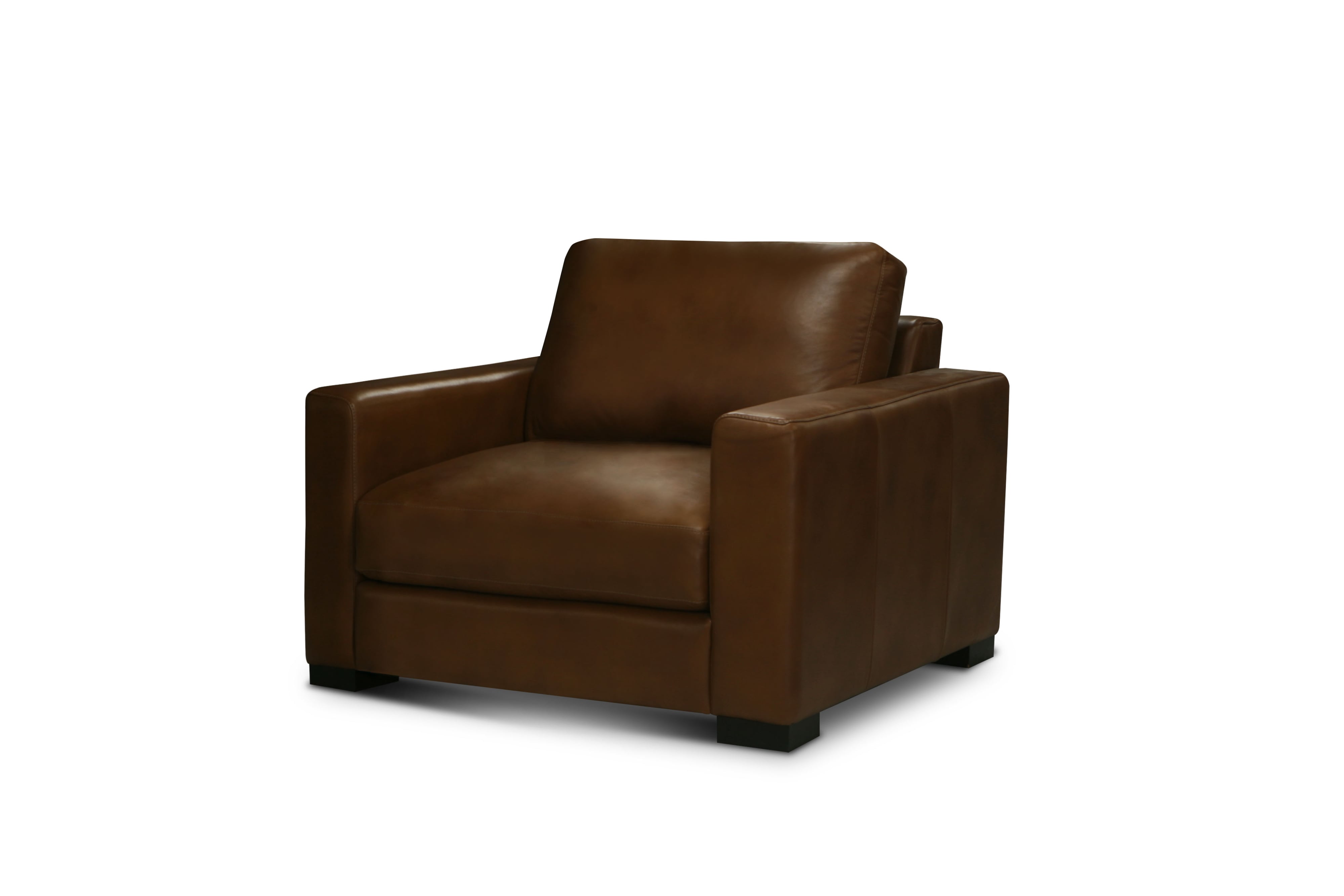 Leather Club Chair w/Track Arms