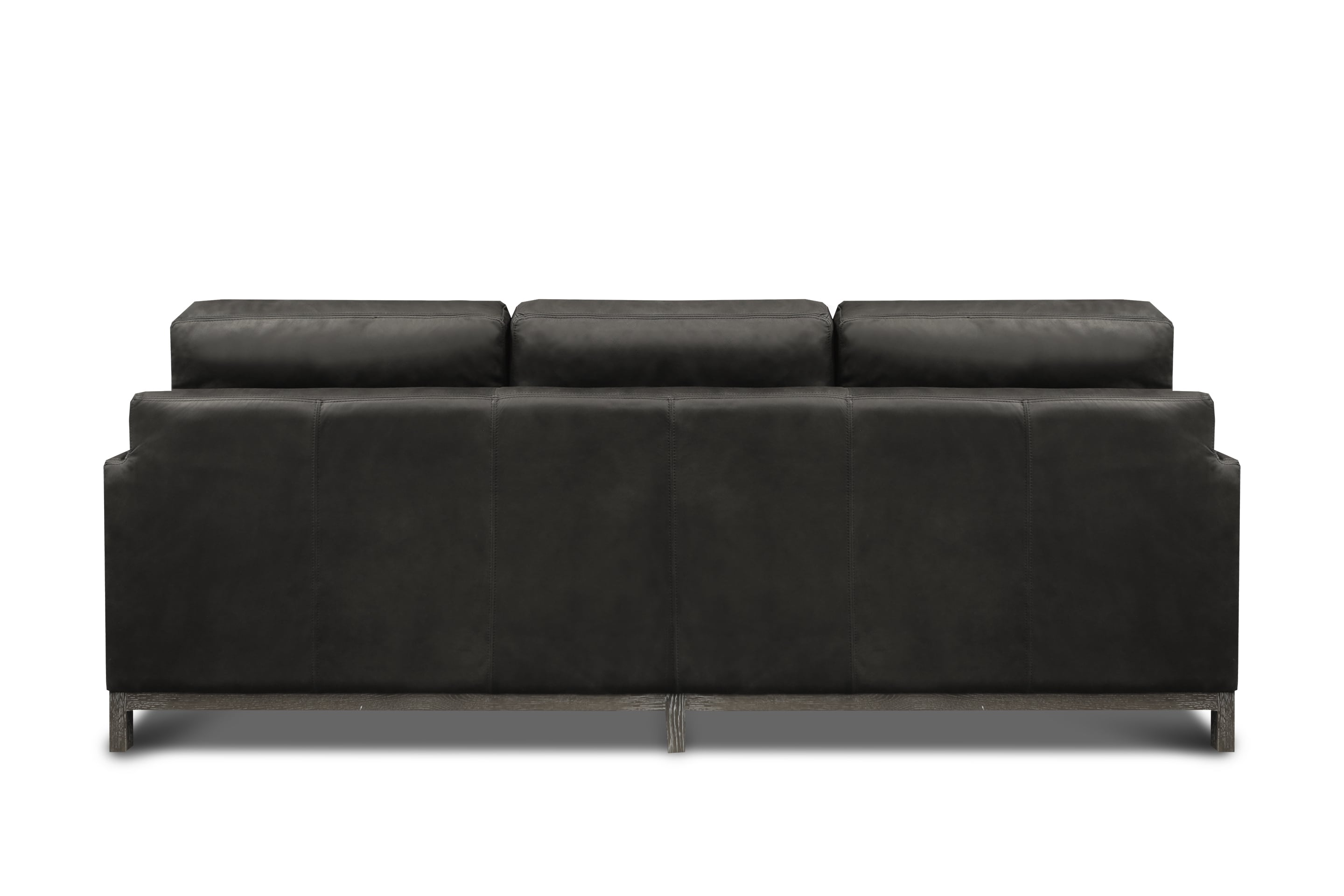 Leather Sofa w/Distressed Solid Wood Base