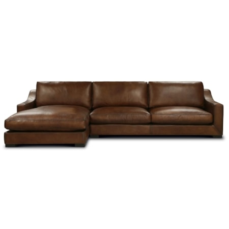 All-Leather Chaise Sectional w/Slope Arms