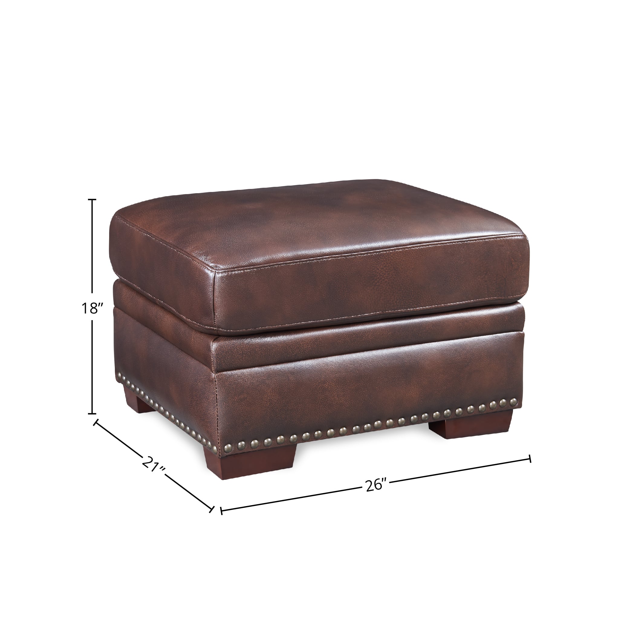 Leather Ottoman w/Nailhead Trim