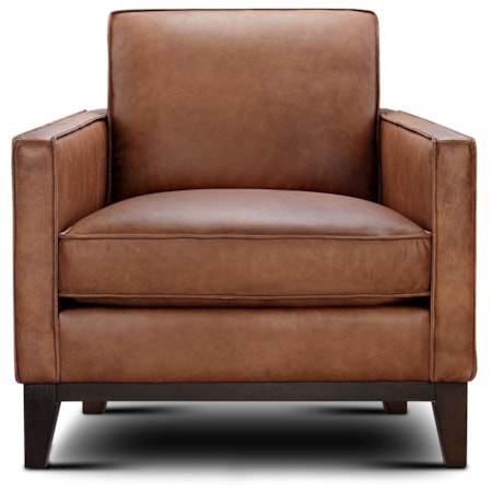Leather Armchair w/Solid Wood Base
