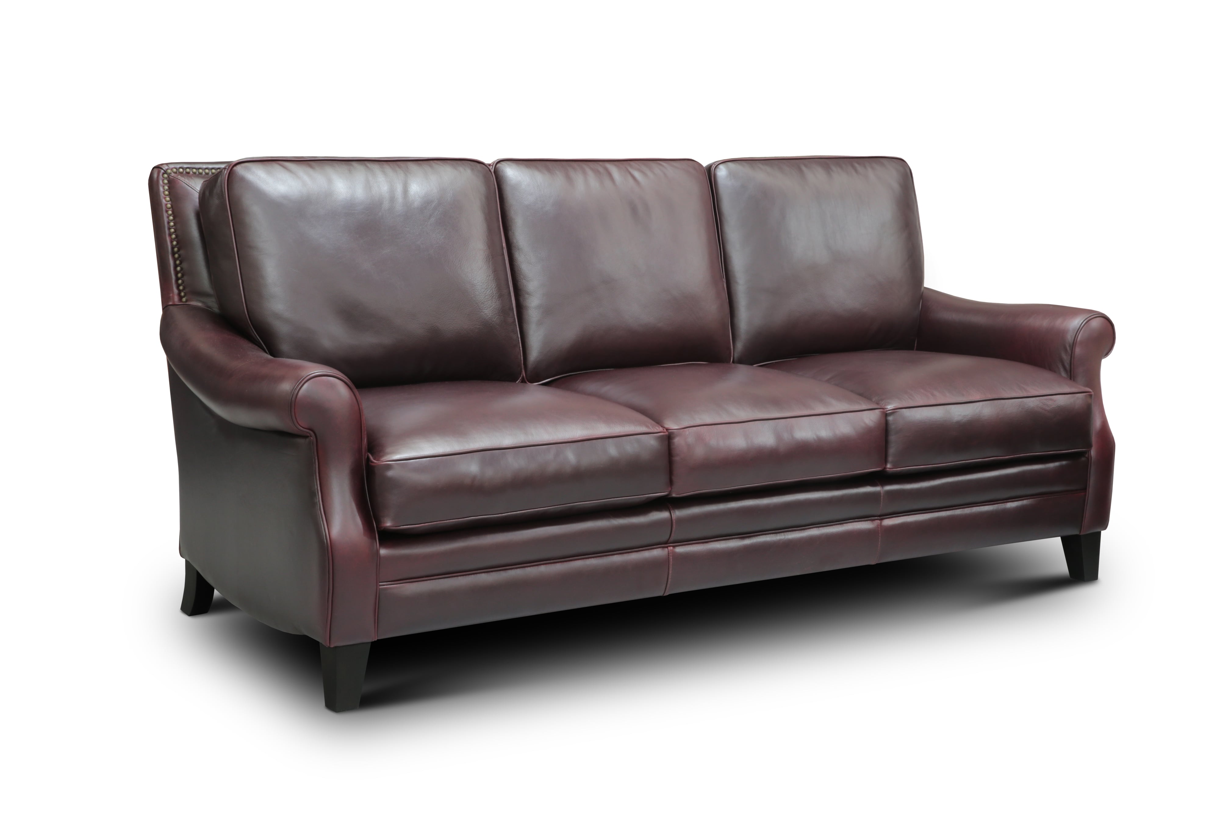 Leather Sofa w/Sculpted Rolled Arms